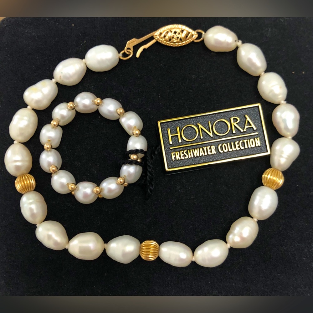 Honora Freshwater Pearls Collection 14k gold 3.1mm. Bracelet and Ring 1.8mm NWT